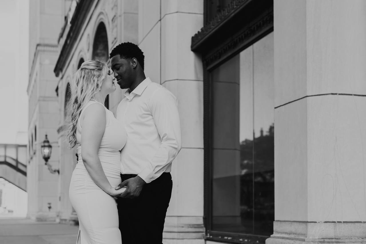 Black and white wide portrait